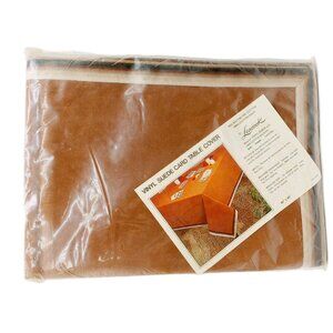 Vintage Leacock Vinyl Suede Tablecloth 45"x45" Brown
